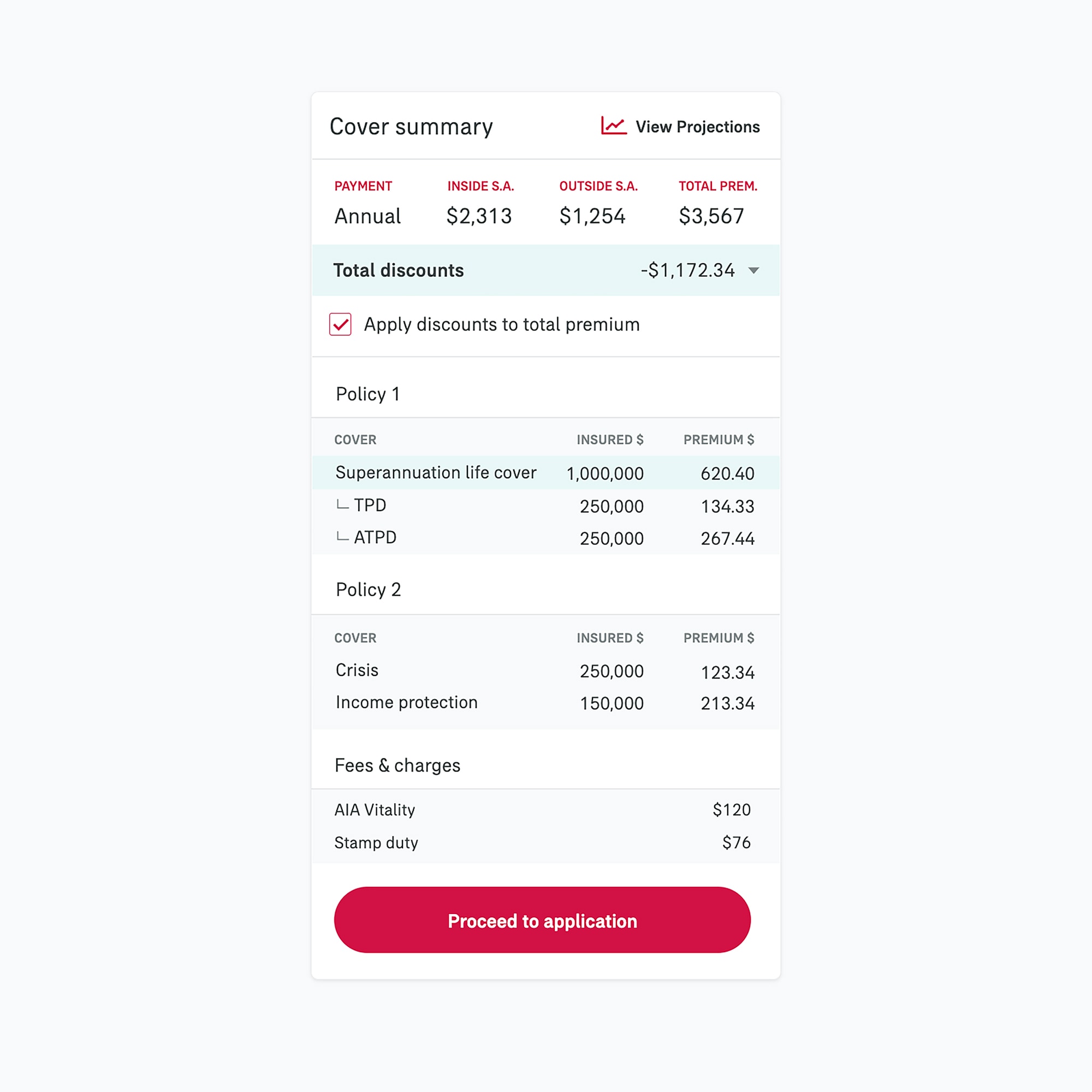 AIA Sidebar Quote Calculator