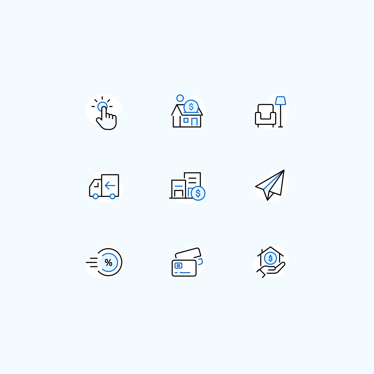 A collection of custom icons designed for the Home Loans App.