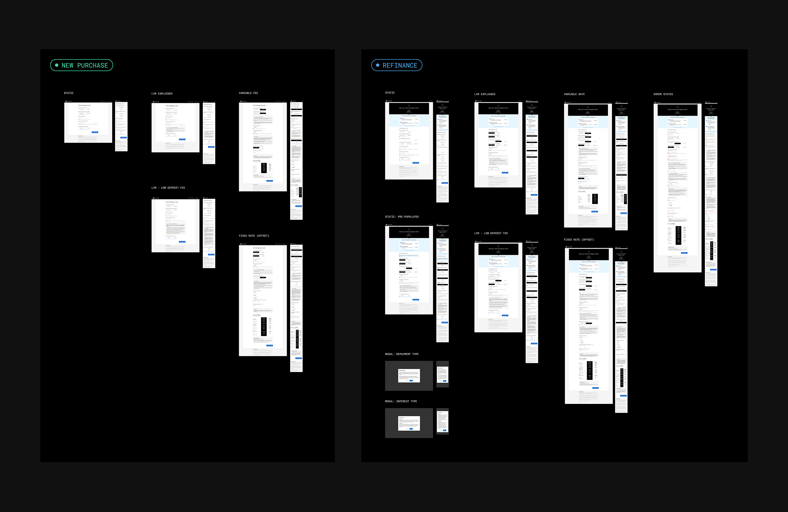 A collection of products screens from the interface library.